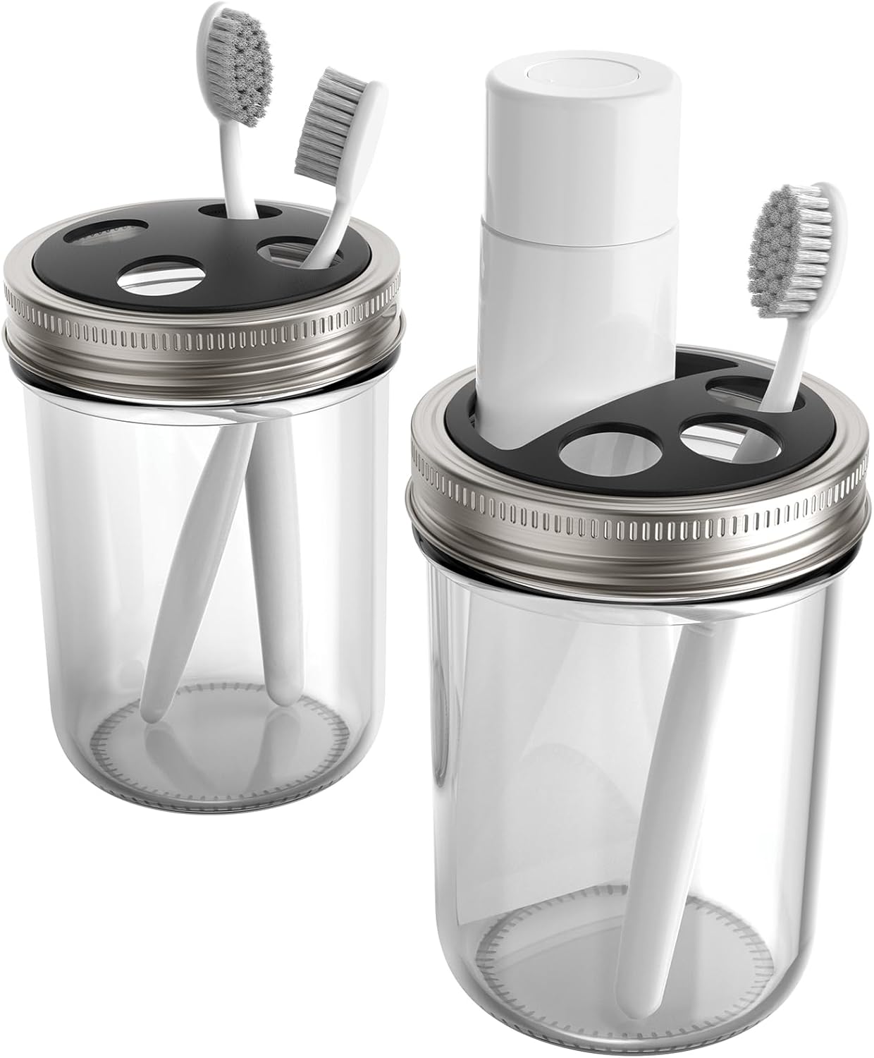 Jarware Black Toothbrush and Toothpaste Holder Set