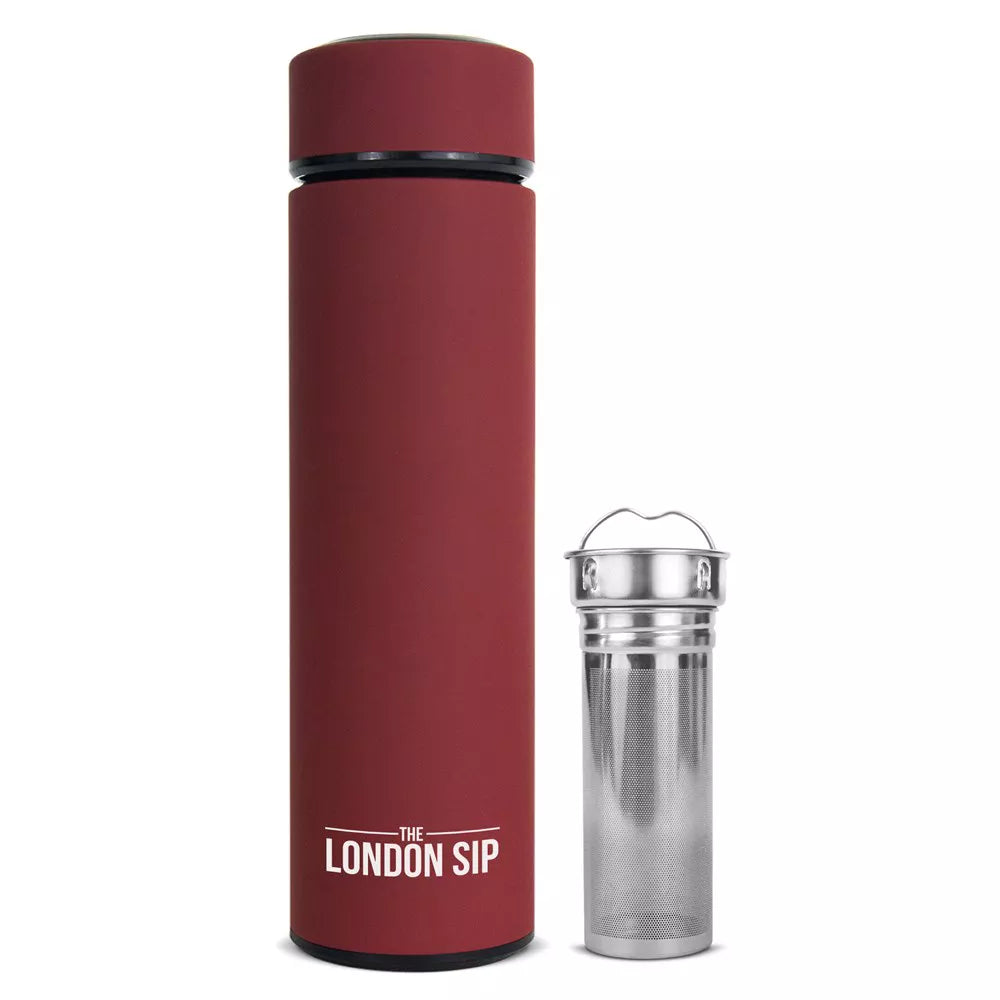 London Sip Tea Infuser Bottle – Red – 16 oz