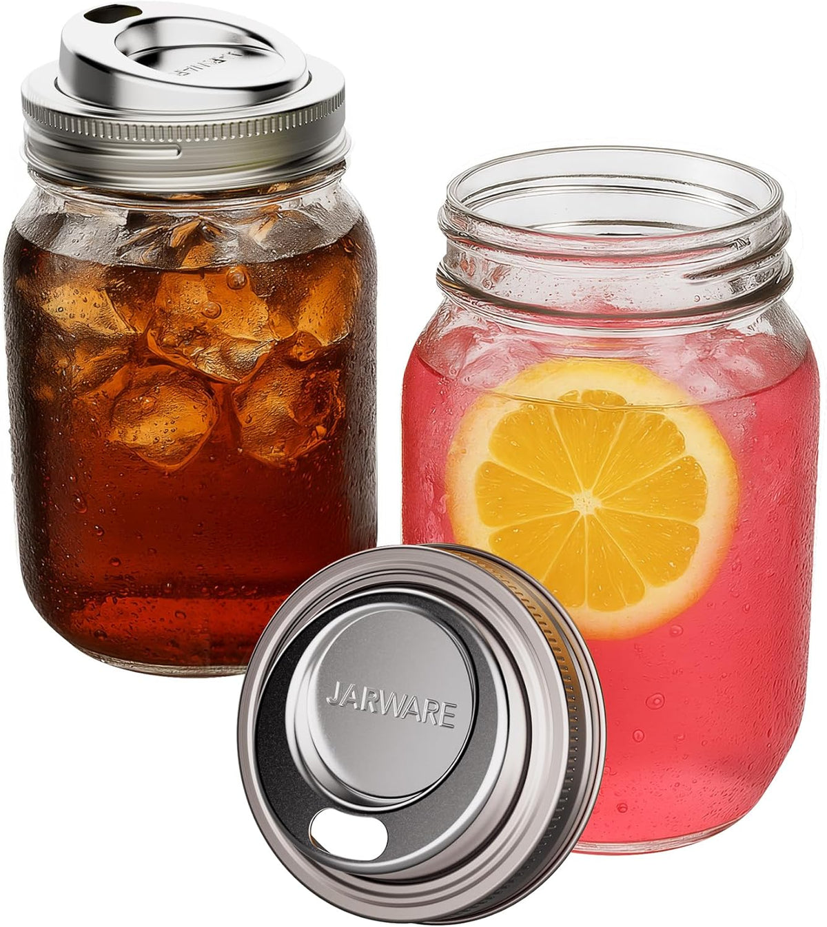 Jarware Stainless Steel Drink Lids Set of 2