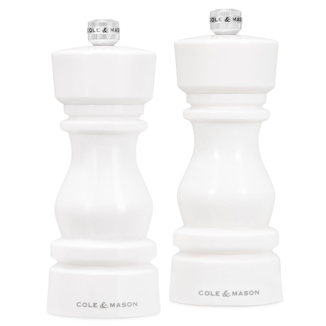Cole & Mason London Salt & Pepper Mill Gift Set – White Acrylic