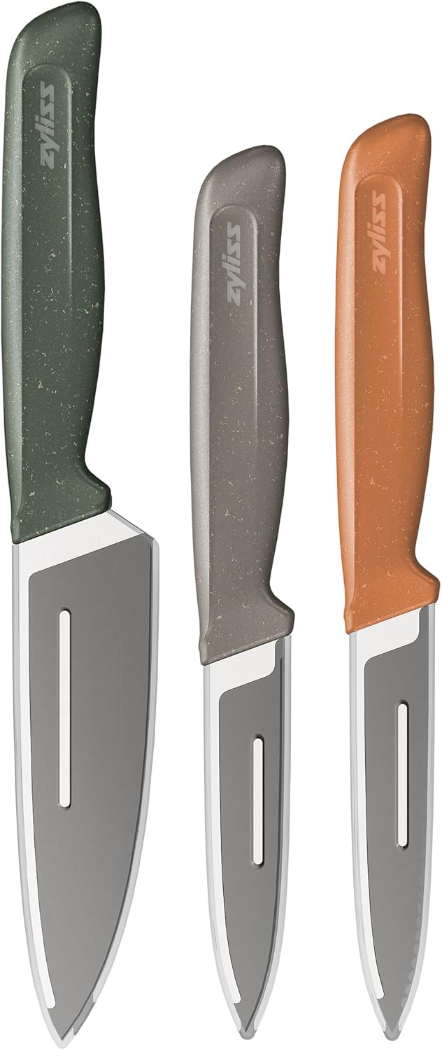Zyliss 3 Pc Knife Set – Chef, Paring &amp; Serrated Paring