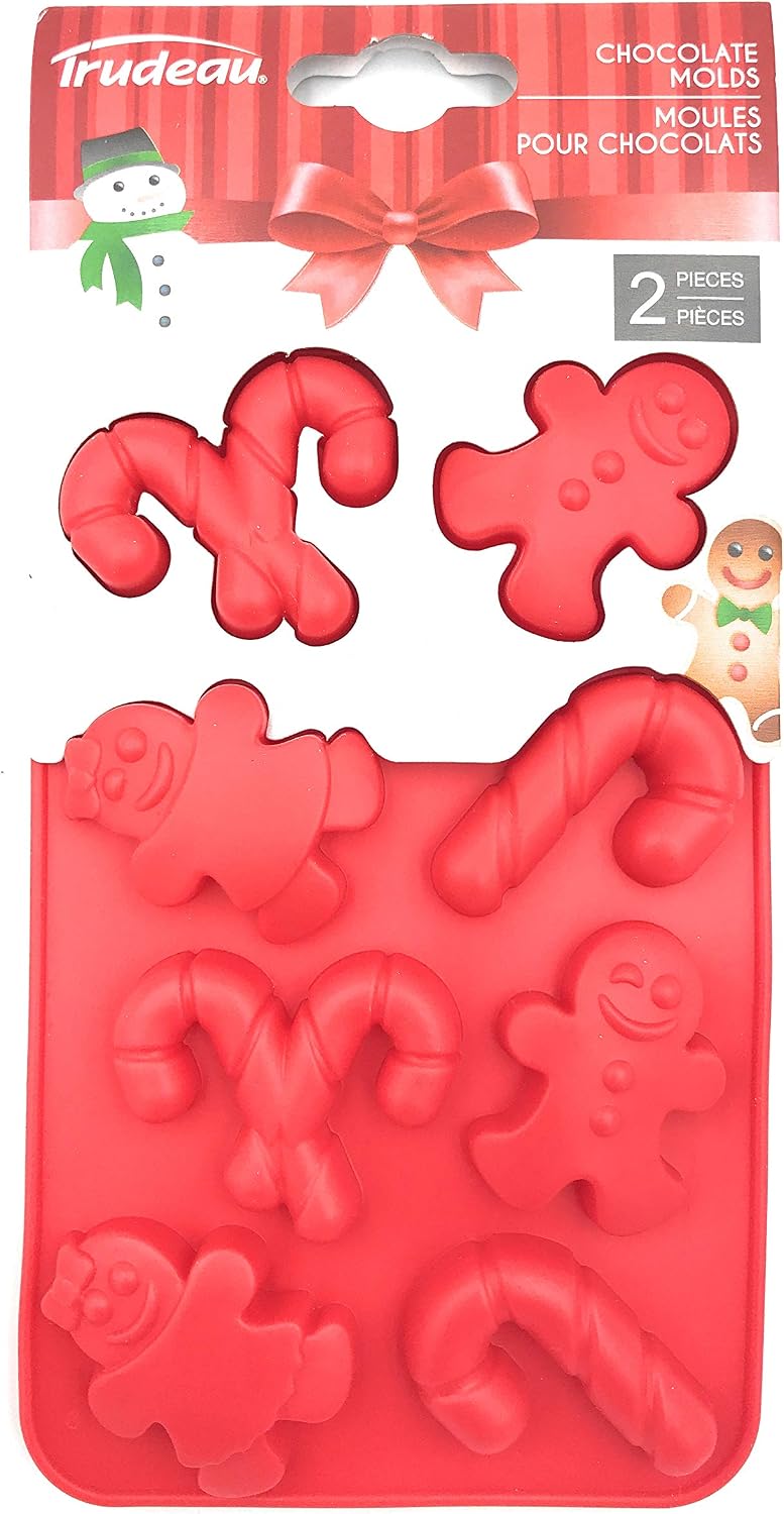 Trudeau Gingerbread and Candy Cane Chocolate Molds – Set of 2