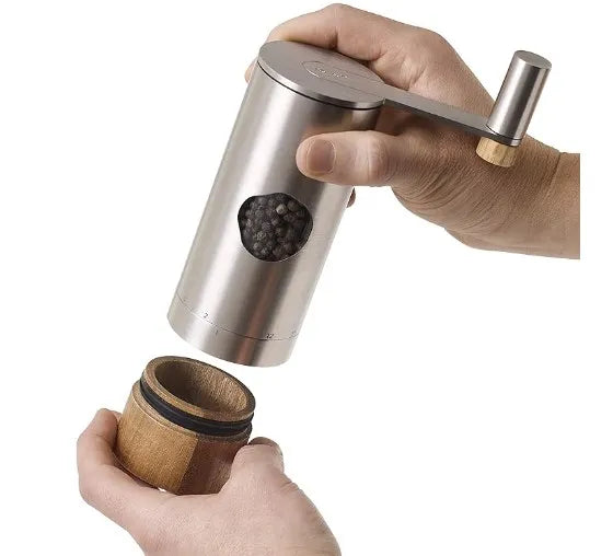 AdHoc PowerMill Stainless Steel Geared Handle Salt & Pepper Mill – 8" / 20 cm