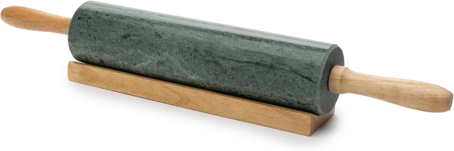 Fox Run Green Marble Rolling Pin 10"
