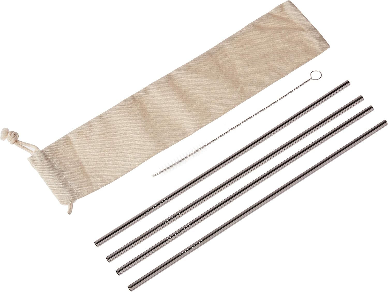 Outset Stainless Steel Long Straw with Natural Bag