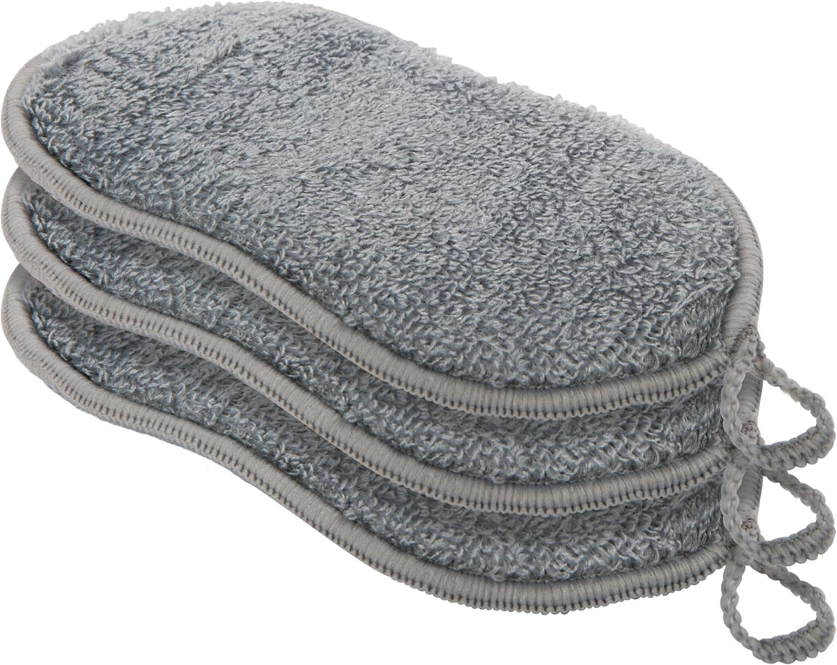 Oggi Set of 3 Grey Bamboo Kitchen Sponges