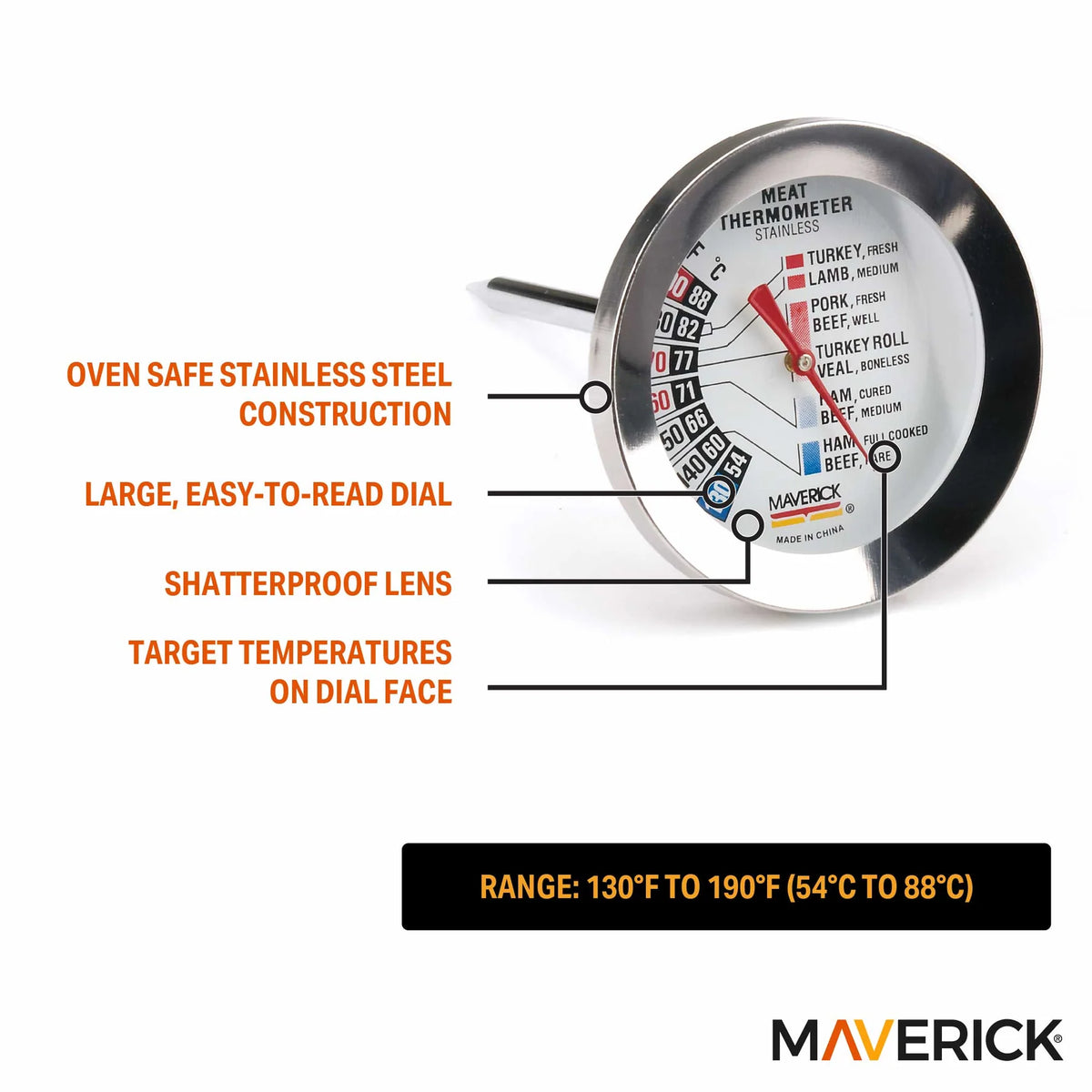 Maverick Large Dial Meat Thermometer
