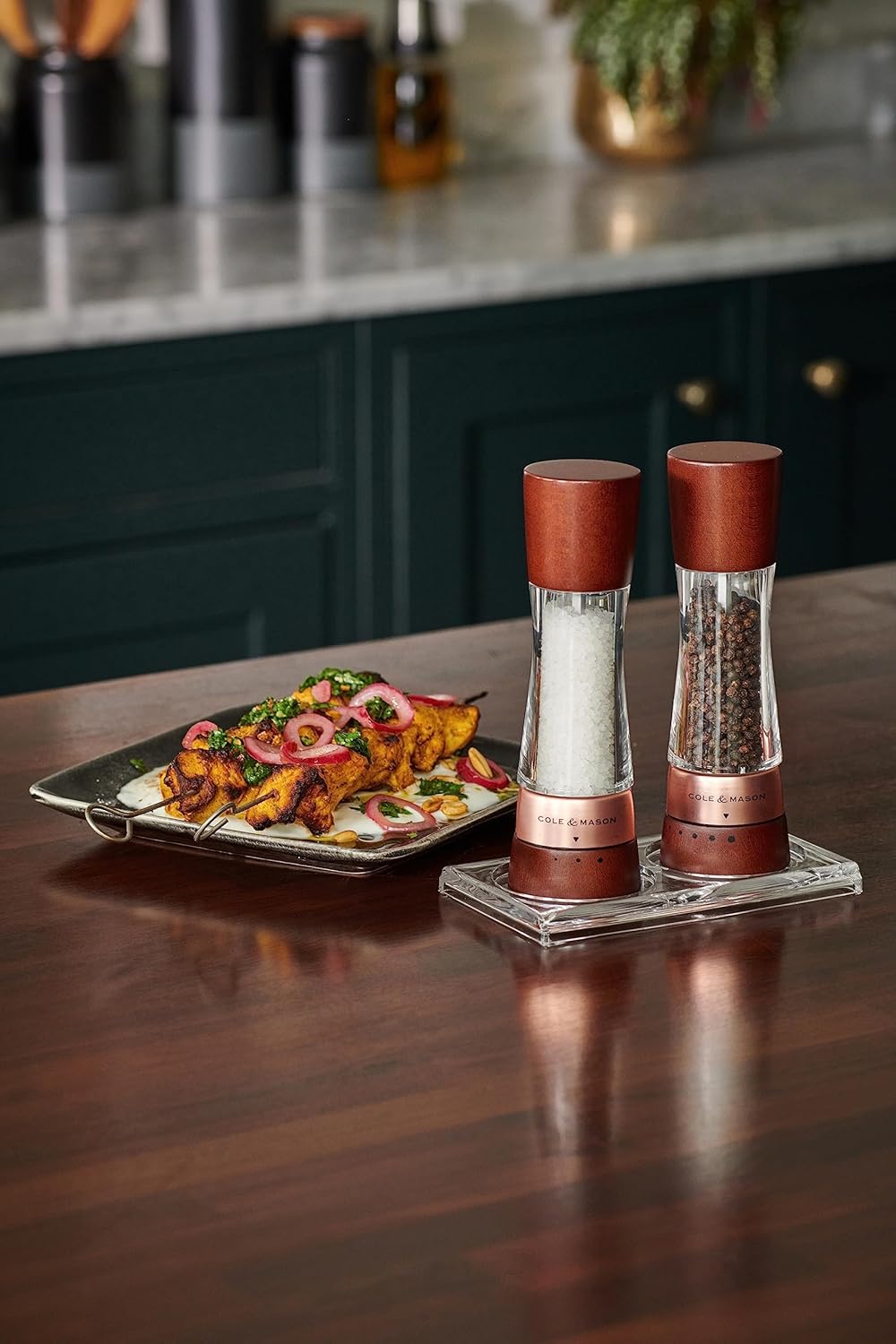 Cole & Mason Derwent Salt & Pepper Mill Gift Set – Chestnut Rose Gold – 7.5" / 19 cm