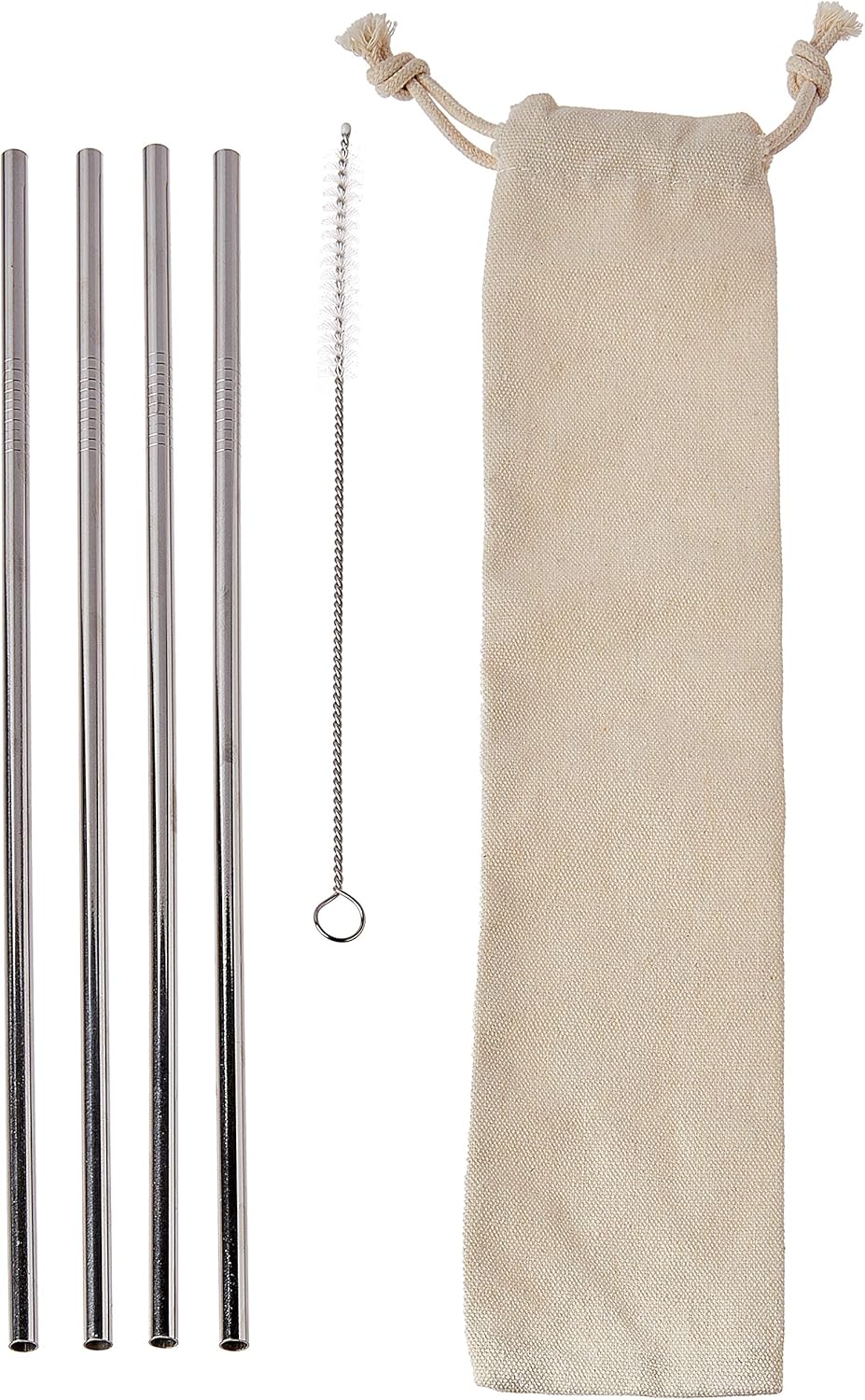 Outset Stainless Steel Long Straw with Natural Bag