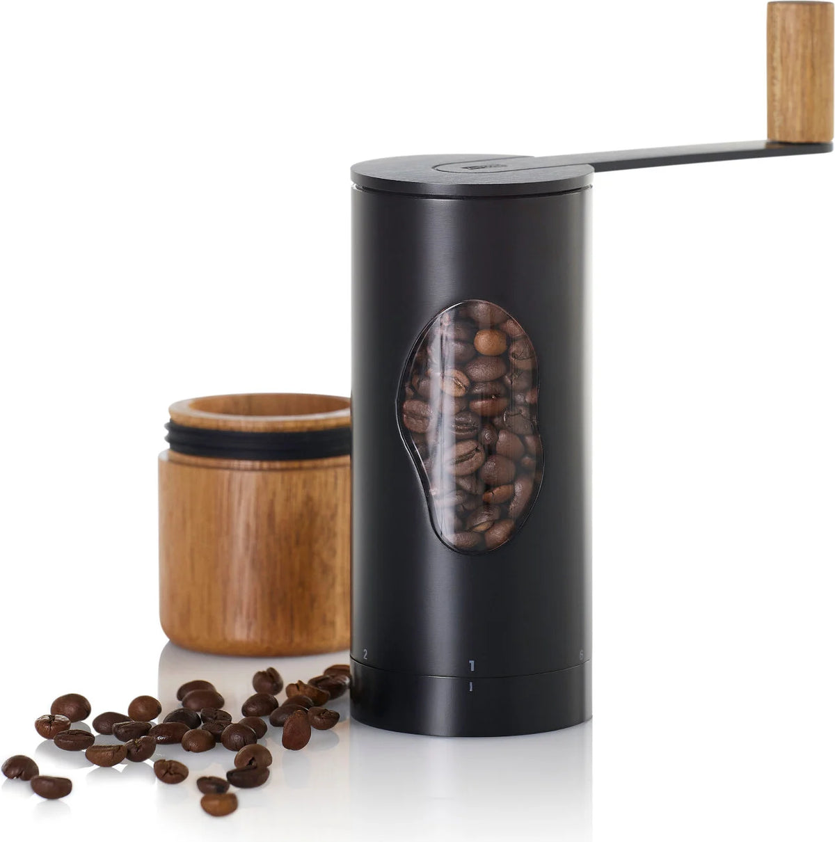 AdHoc Mrs Bean Manual Coffee Grinder – Acacia / Black Stainless Steel