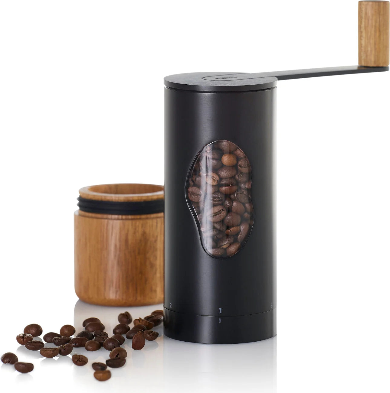 AdHoc Mrs Bean Manual Coffee Grinder – Acacia / Black Stainless Steel