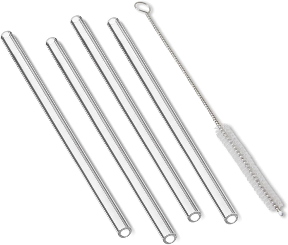 Outset Set of 4 Straight Glass Straws with Brush