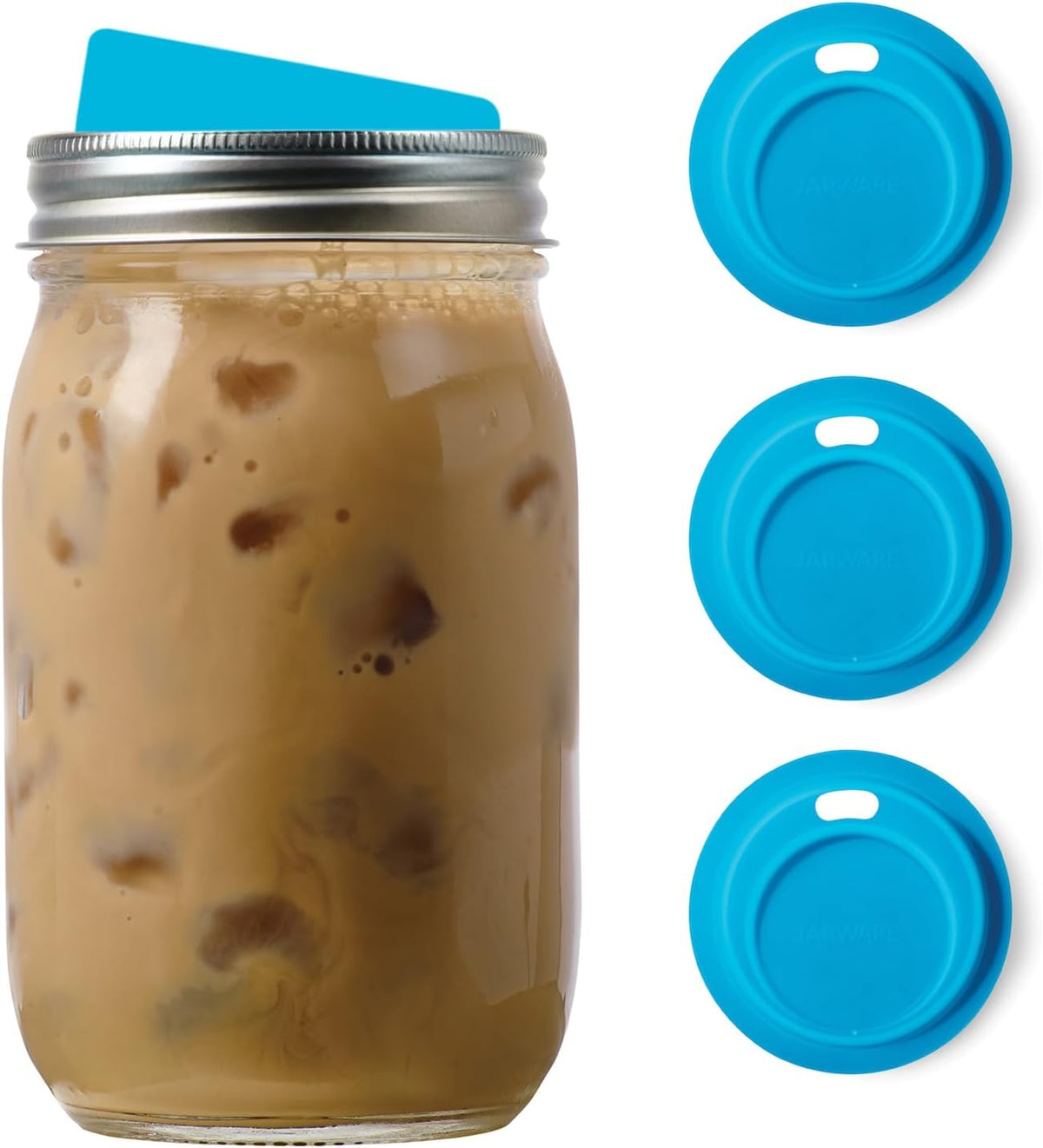 Jarware Silicone Drink Lids Set of 4 Blue