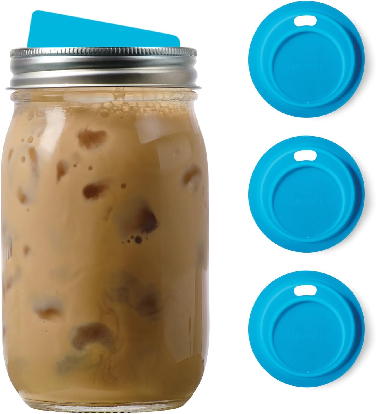 Jarware Silicone Drink Lids Set of 4 Blue