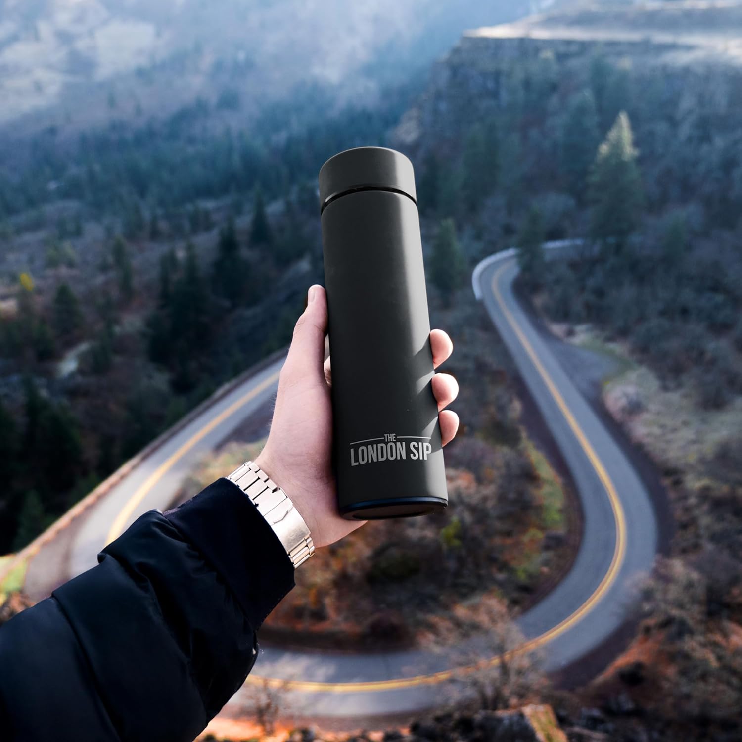 London Sip Tea Infuser Bottle – Black – 16 oz
