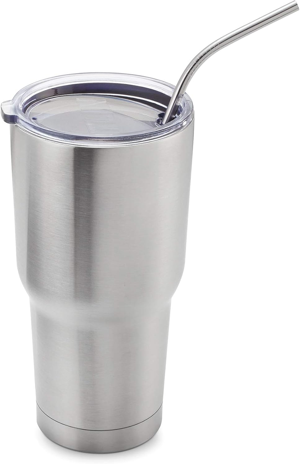 Outset Bent Stainless Steel Long Straw with Natural Bag