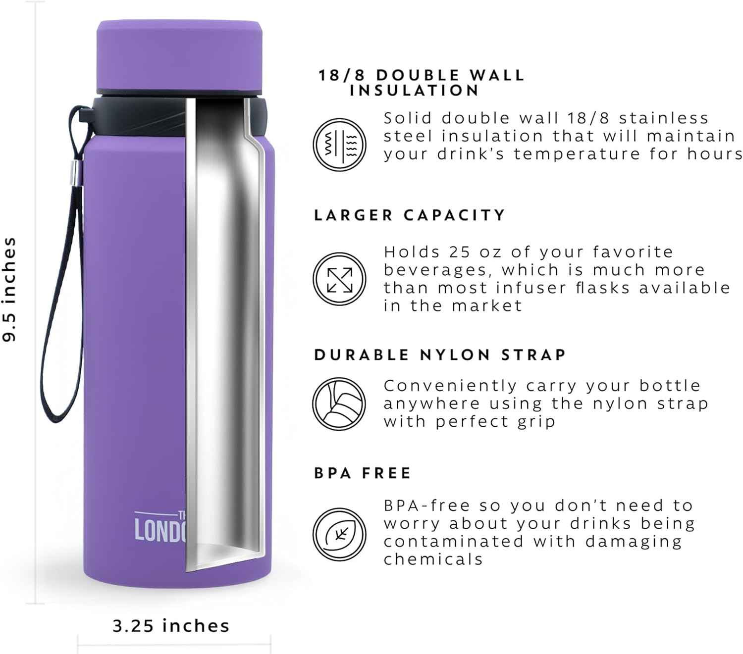 London Sip Tea Infuser Bottle – Purple – 25 oz