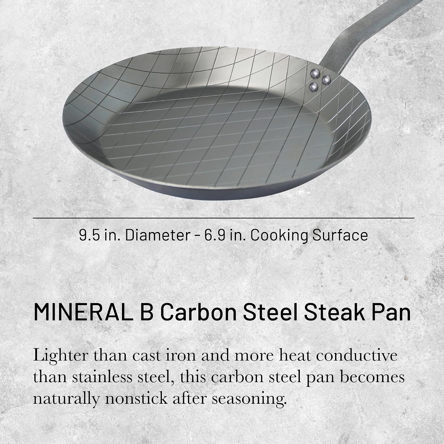 De Buyer Mineral B Steel Steak Fry Pan – 24 cm
