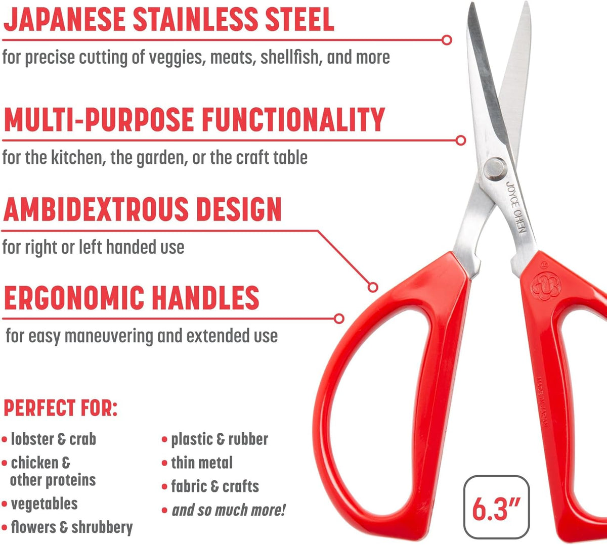 Joyce Chen Original Unlimited Kitchen Scissors – Red – 2 Pack