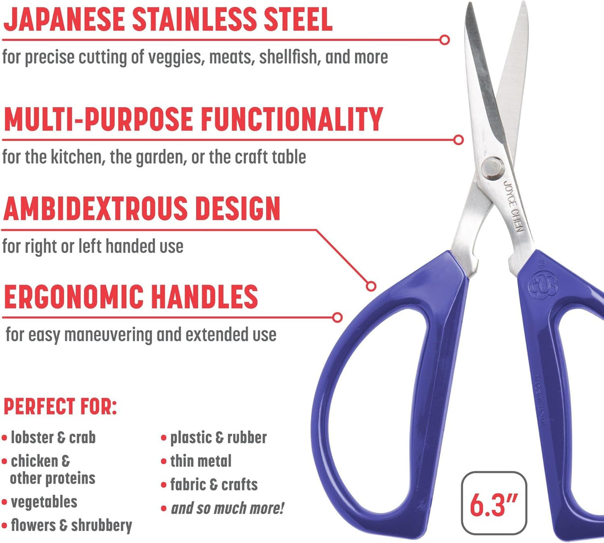 Joyce Chen Original Unlimited Kitchen Scissors – Blue – 2 Pack
