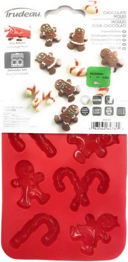 Trudeau Gingerbread and Candy Cane Chocolate Molds – Set of 2