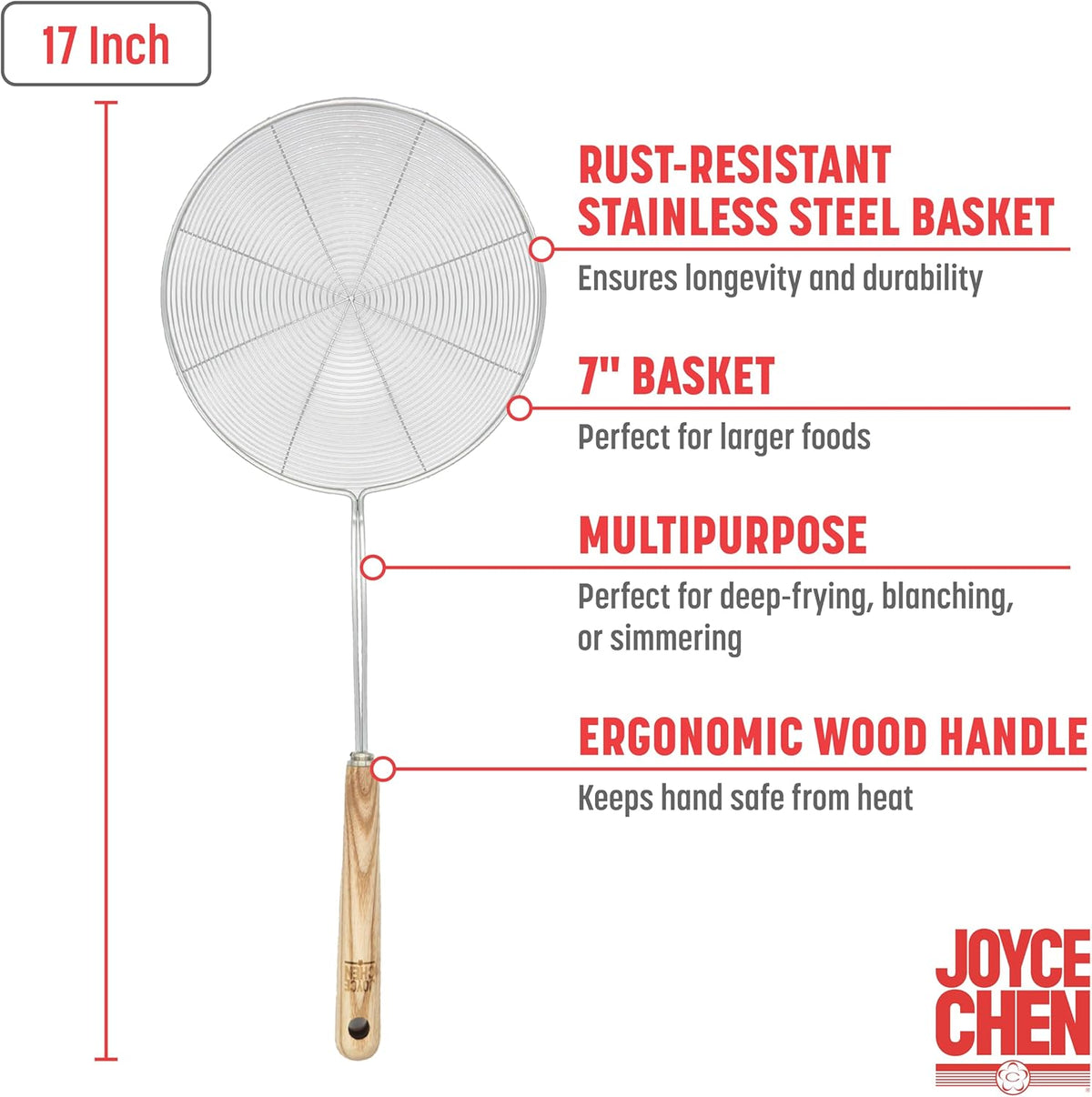 Joyce Chen Deluxe Stainless Steel Spider Strainer – 7"