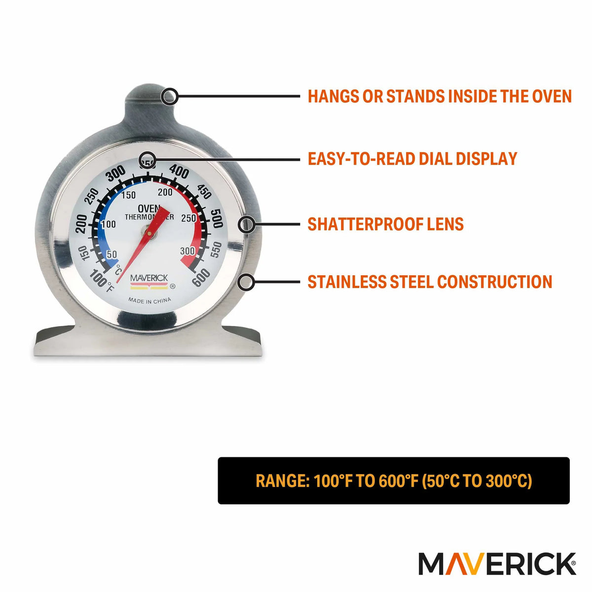 Maverick Oven Thermometer Stainless Steel