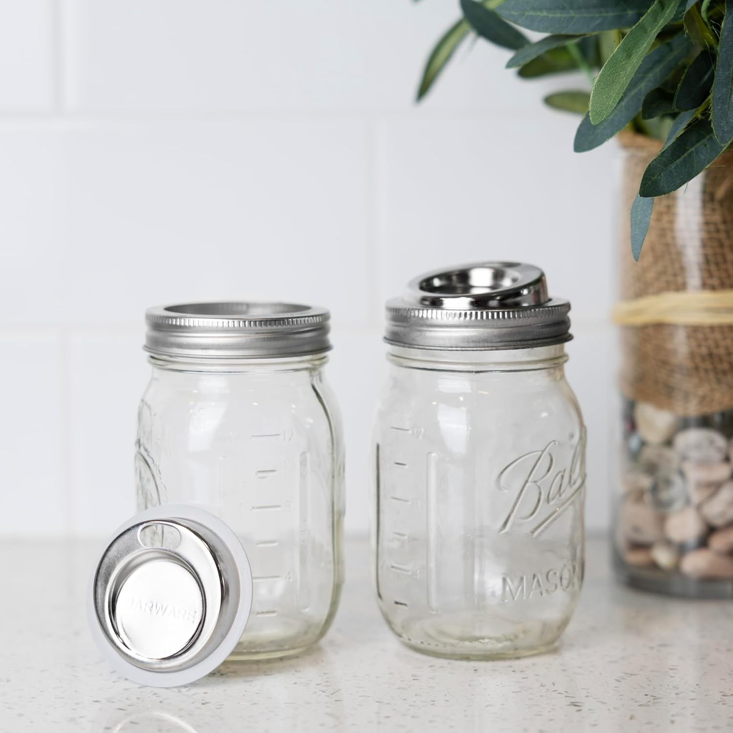 Jarware Stainless Steel Drink Lids Set of 2
