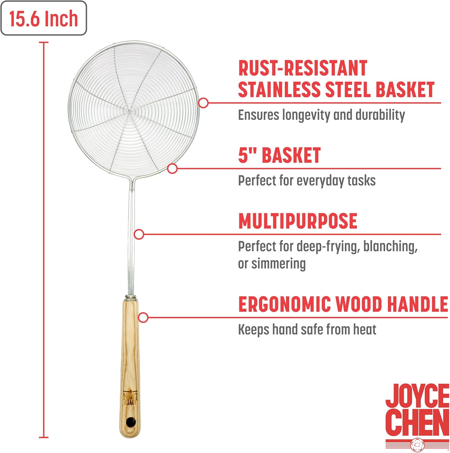 Joyce Chen Deluxe Stainless Steel Spider Strainer – 5"