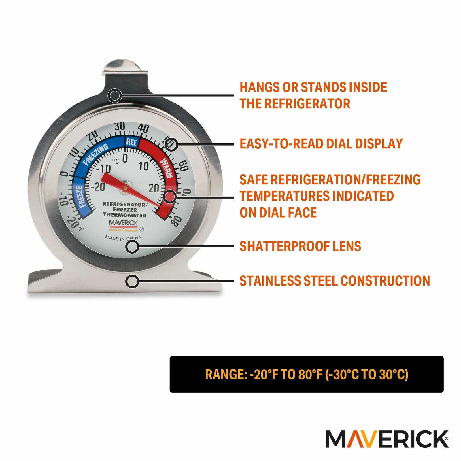 Maverick Refrigerator Freezer Thermometer