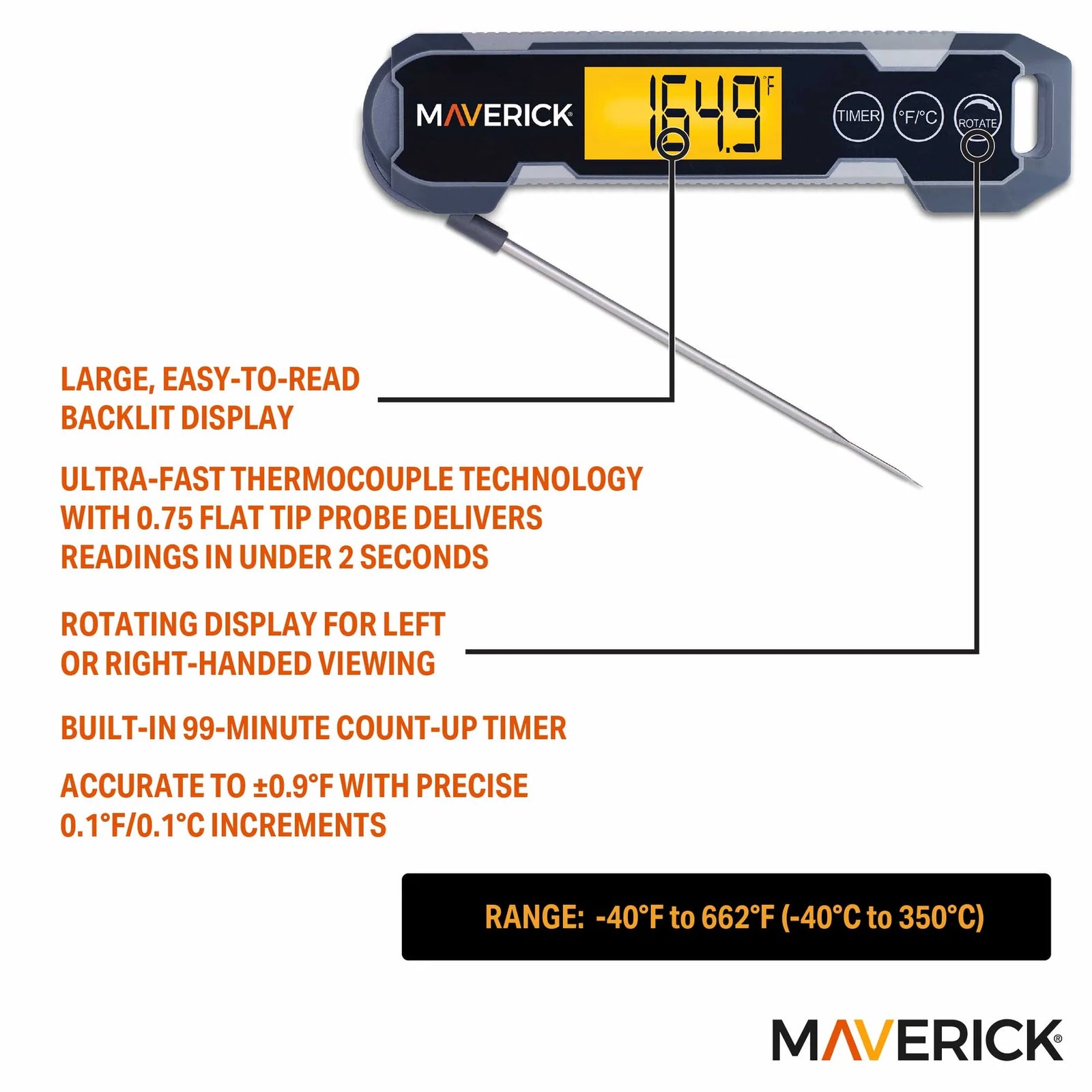 Maverick Temp and Time Thermocouple Instant Read Thermometer