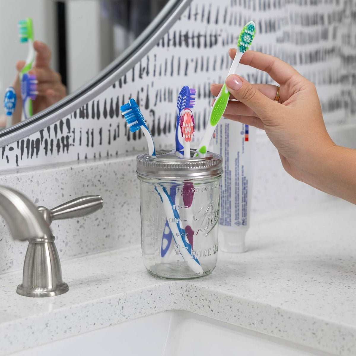 Jarware Stainless Steel Toothbrush Holder Set of 2