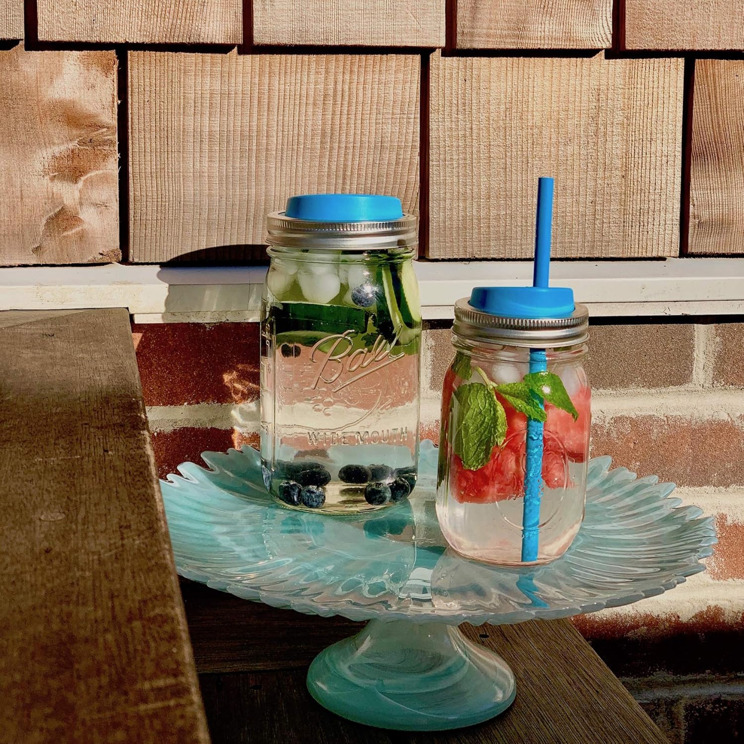 Jarware Lid and Straw Set Blue
