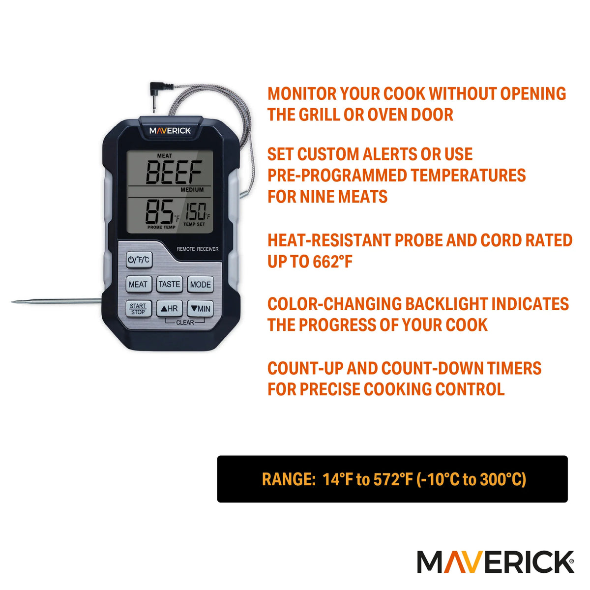 Maverick Single Probe Barbeque Thermometer and Timer