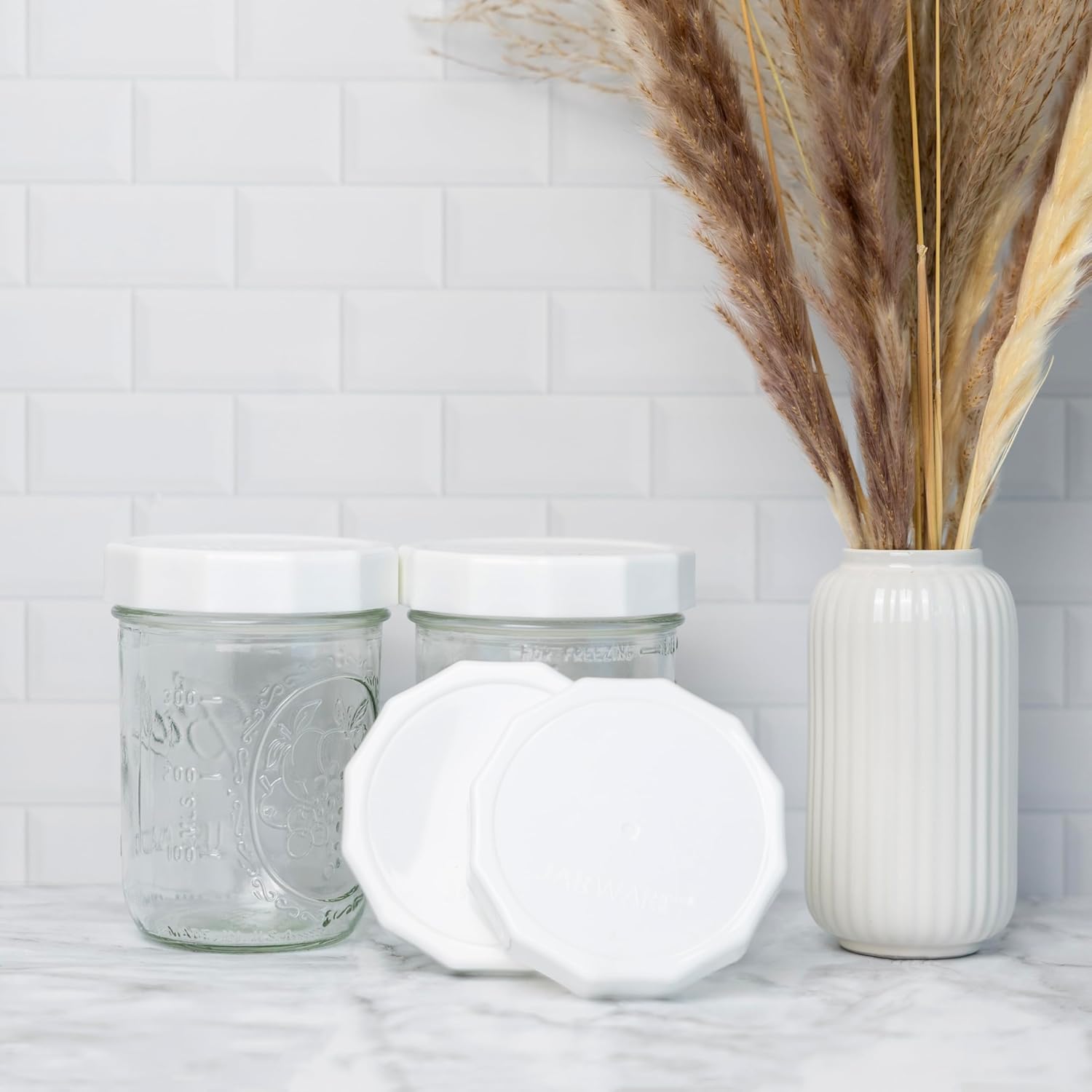 Jarware White Mason Jar Lids Set of 4