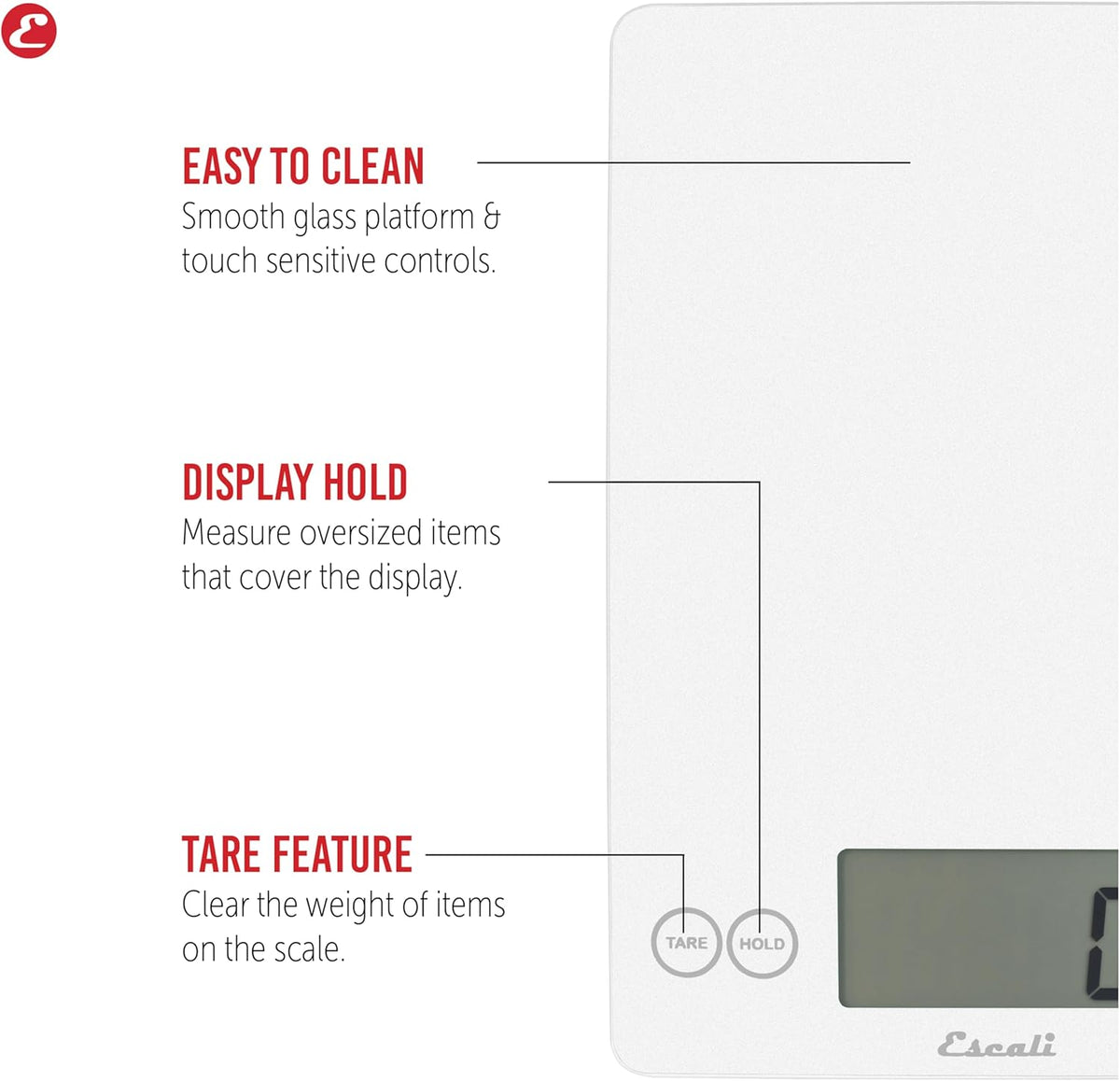 Escali Arti Digital Glass Kitchen Scale Frost White