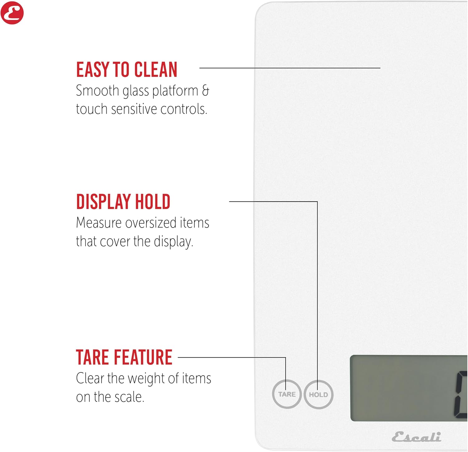 Escali Arti Digital Glass Kitchen Scale Frost White