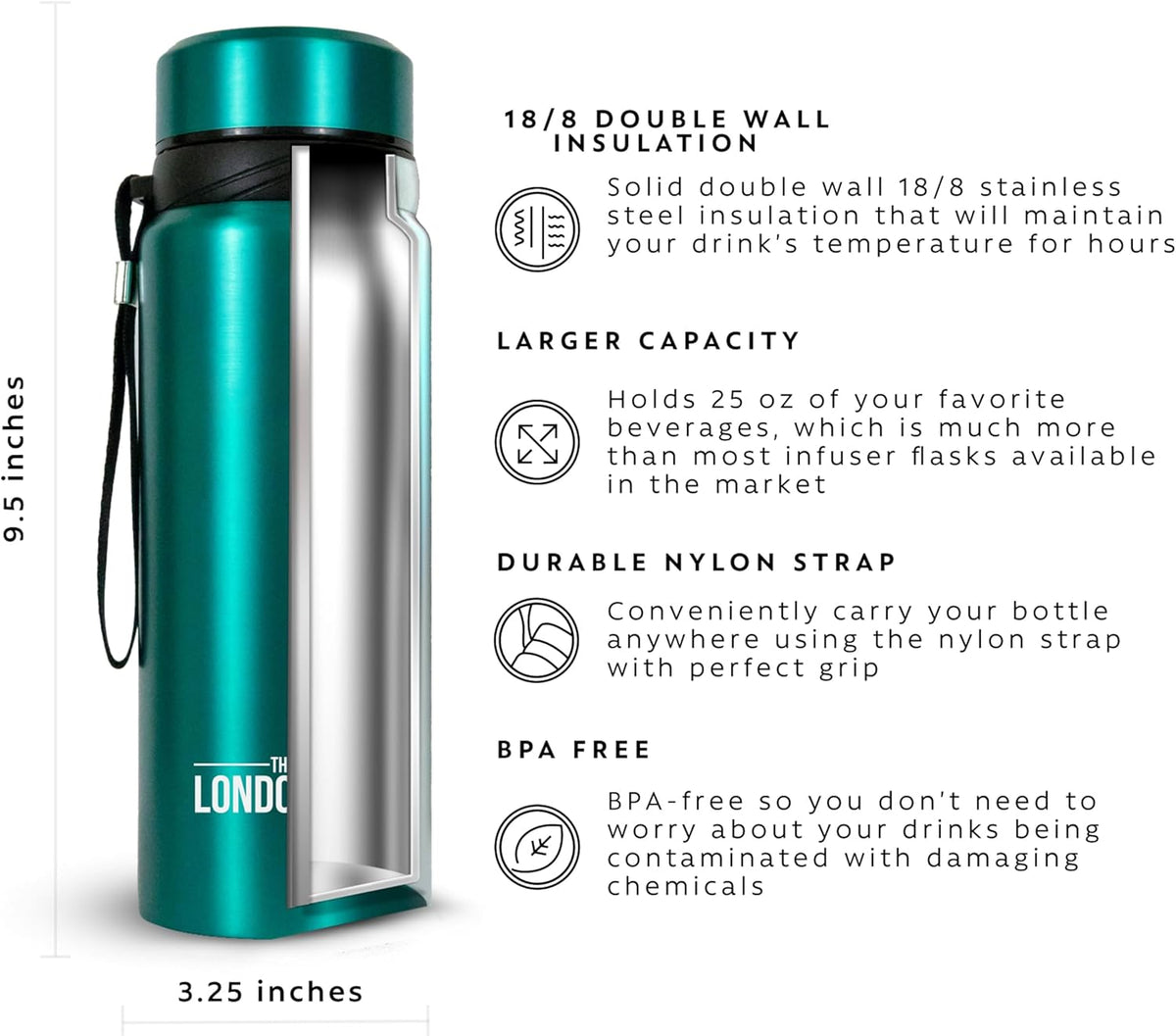 London Sip Tea Infuser Bottle – Blue – 25 oz