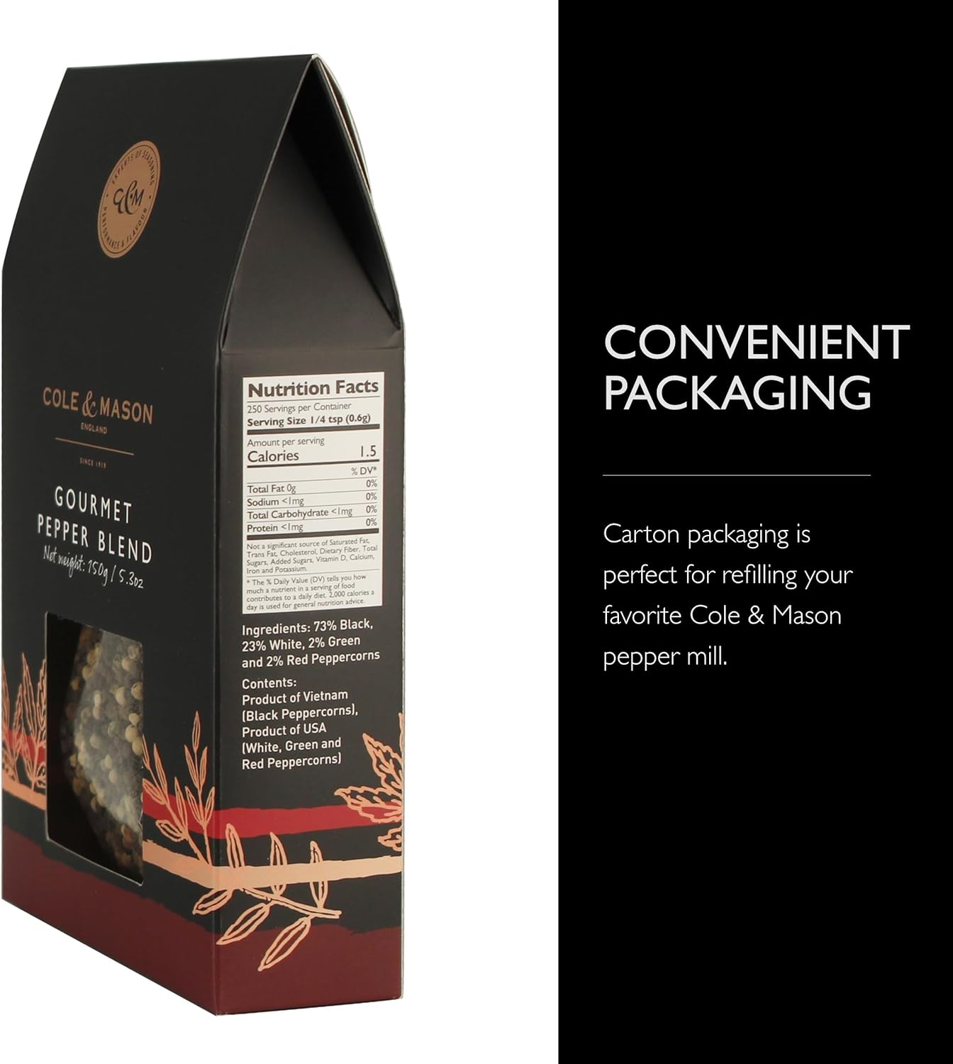 Cole & Mason Gourmet Peppercorn Refill 5.3oz
