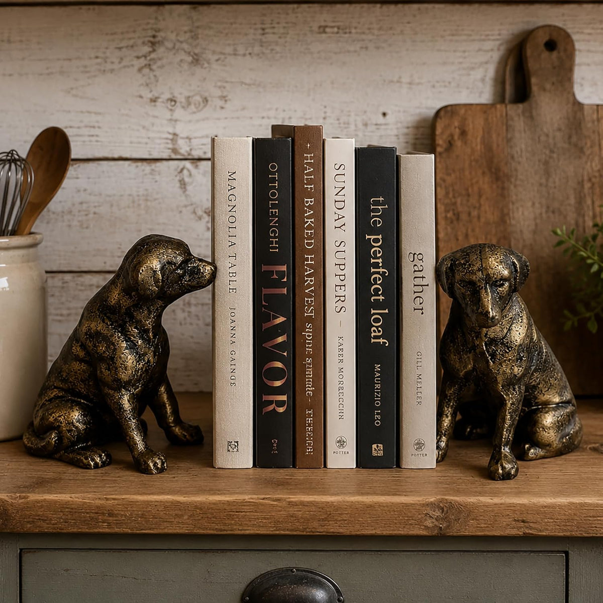 Fox Run Gold Dog Iron Bookends, Set of 2