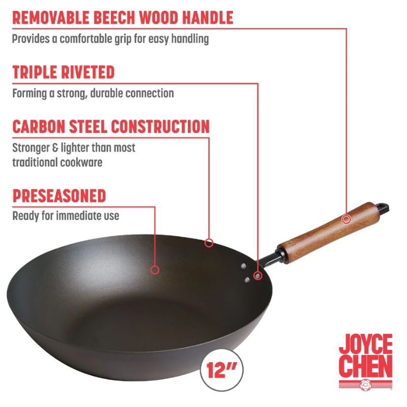 Joyce Chen Classic Series 12-Inch Carbon Steel Preseasoned Stir Fry Pan Joyce Chen by Kitchen Niche
