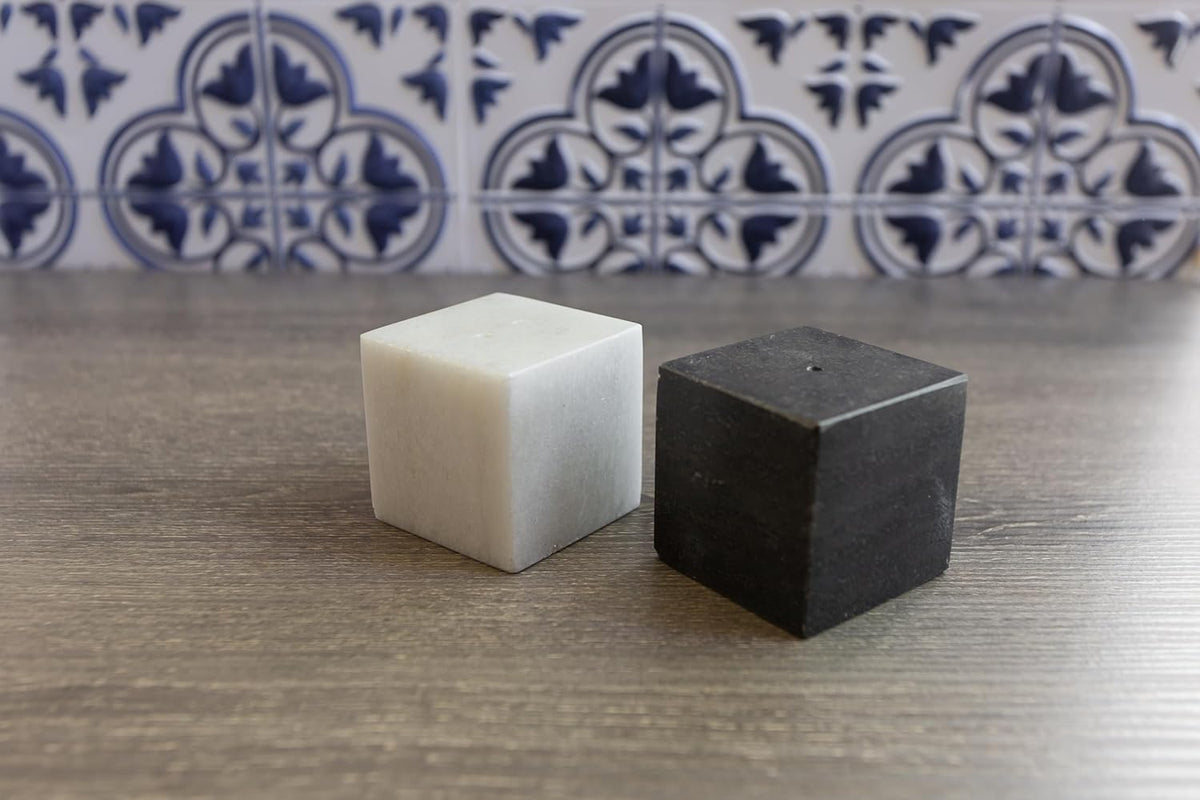 Fox Run Mini Marble Salt Shakers, Black & White Set