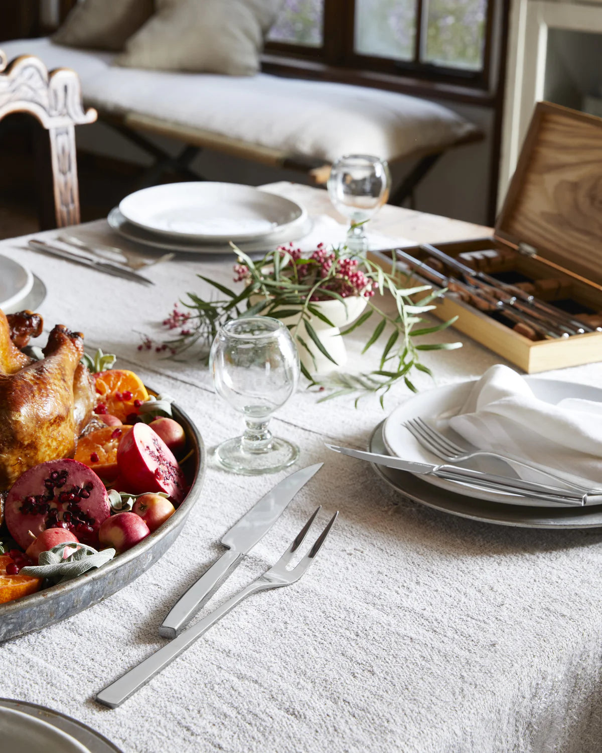 Wüsthof Stainless Steel Steak & Carving Set with Olivewood Gift Box – 10 pcs.