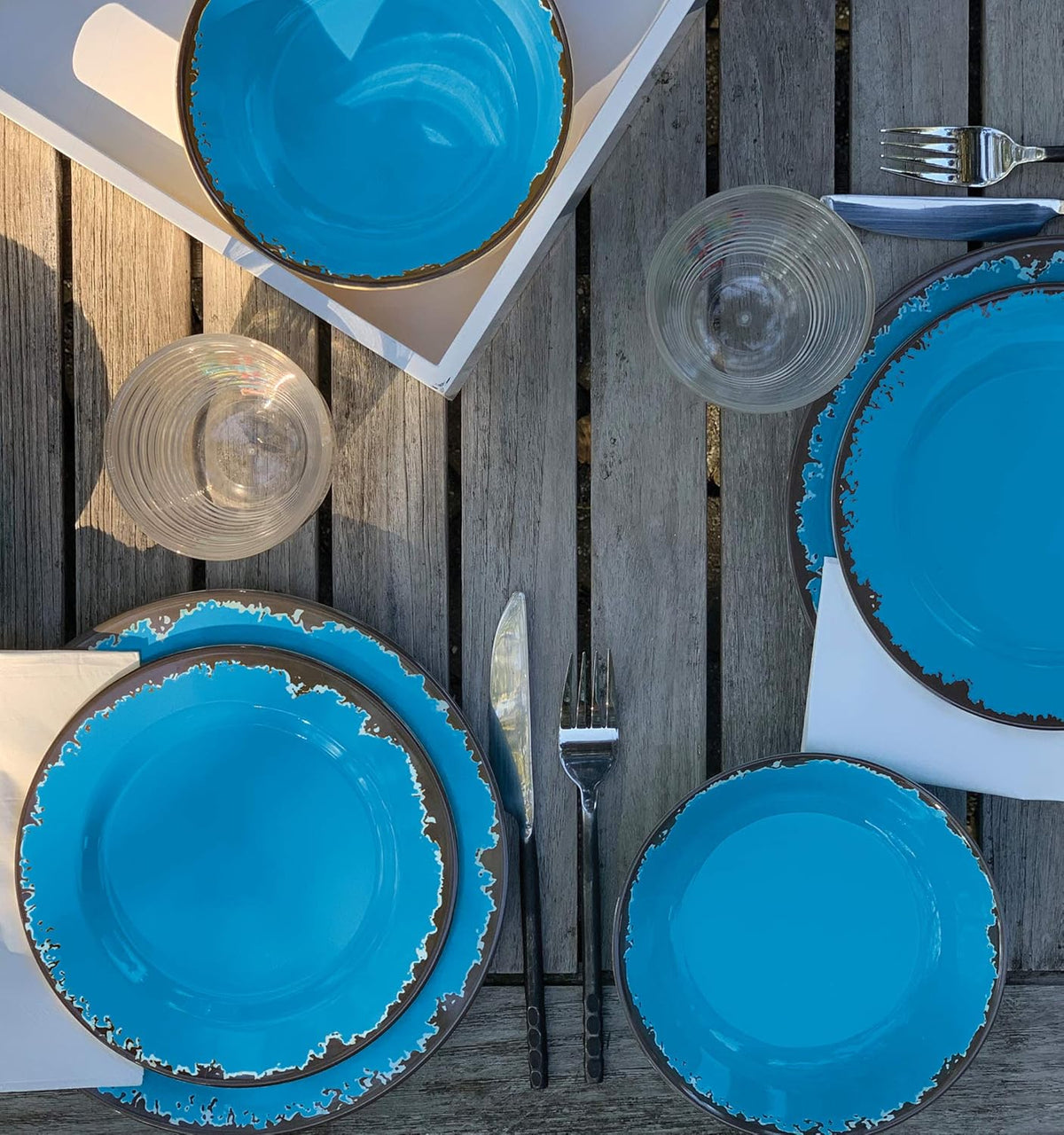 Fox Run Blue Melamine Dinnerware Set, 12 Piece