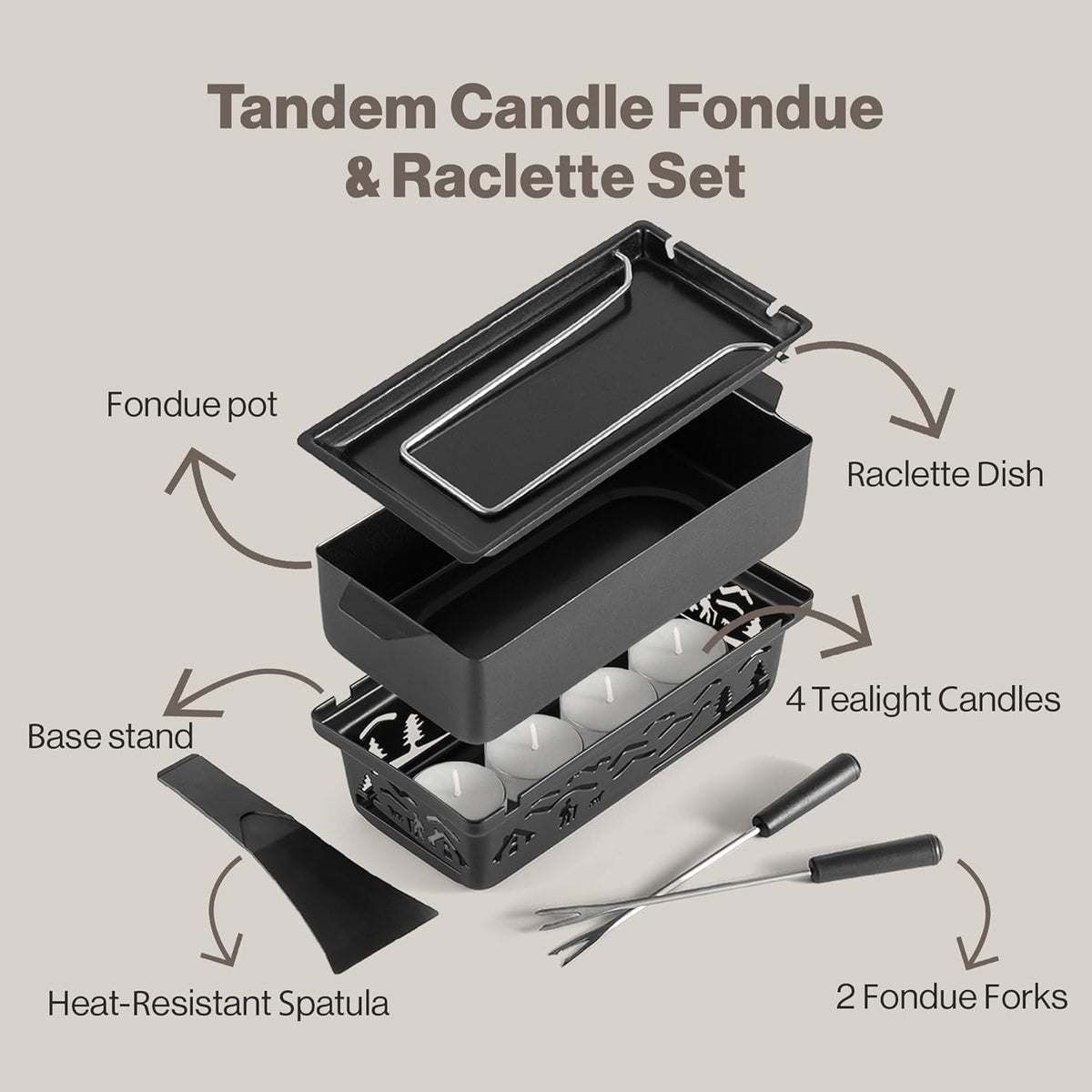 Swissmar Tandem Candlelight Fondue & Raclette Set