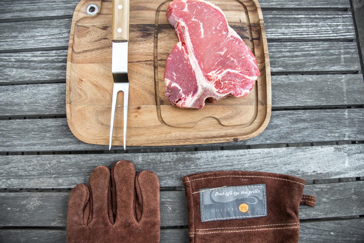 Outset Brown Leather Grill Gloves
