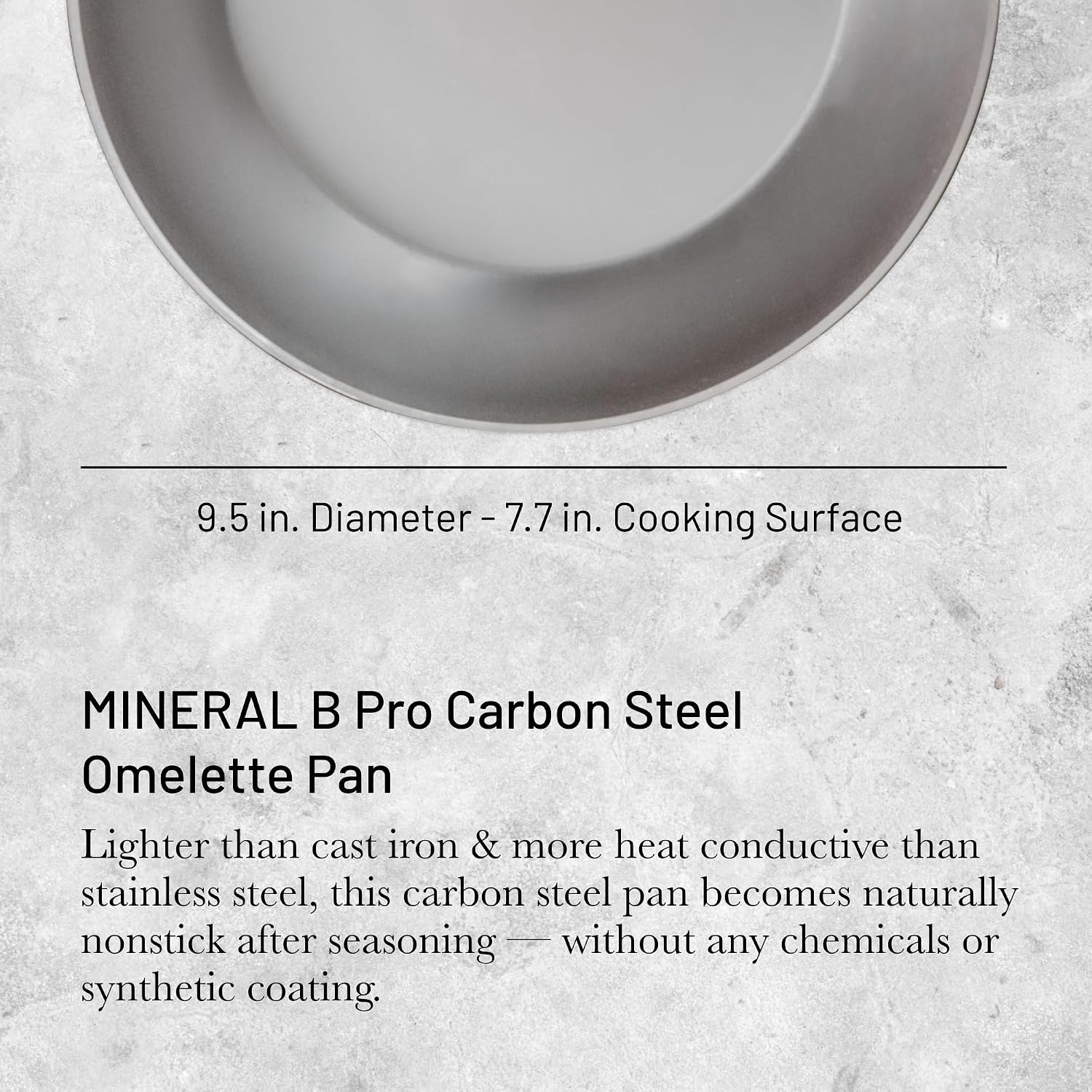 De Buyer Mineral B Pro Carbon Steel Omelette Pan – 24 cm