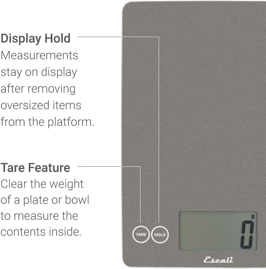 Escali Arti Digital Glass Kitchen Scale Gray Storm