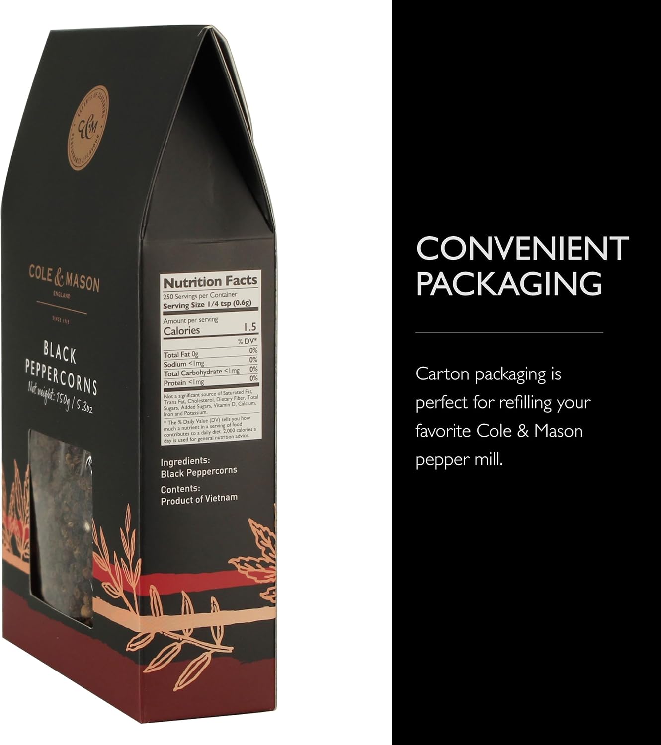Cole & Mason Organic Black Peppercorn Refill 5.3oz