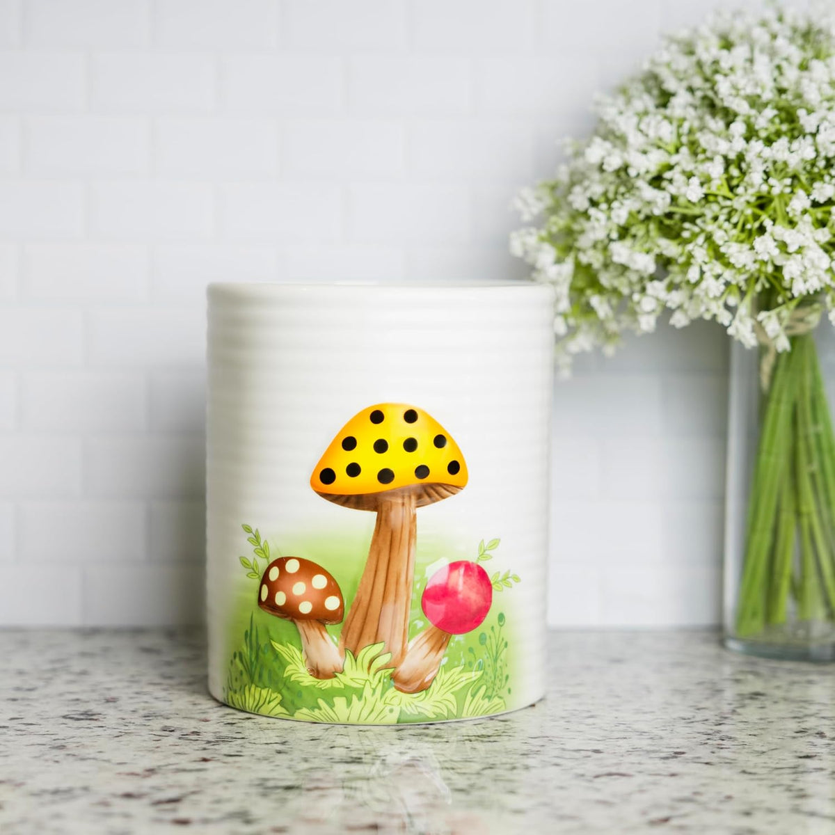 Fox Run Ceramic Mushroom Utensil Crock